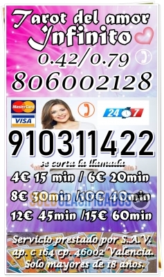 vidente sin rodeos 4€ 15 min/ 12€ 45min 910311422 tarot visa  806... 