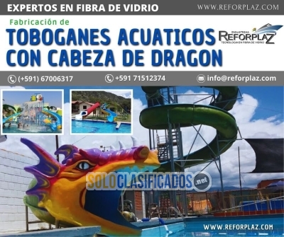 TOBOGANES ACUATICOS CON CABEZA DE DRAGON FABRICA EN BOLIVIA... 