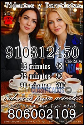Solo Clasificados - TIRADA Y VIDENCIA DIRECTA OFERTA 15 minutos 4€ Tarot Meraki Videntes Expertas más consultadas Resultados garantizados con nuestra videncia y taro - imagen: 1