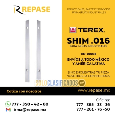 Shim 016 Terex y refacciones para grúas industriales... 
