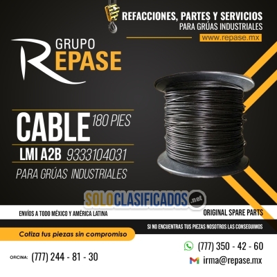 Solo Clasificados - CABLE DE 180 PIES LMI A2B 9333104031 PARA GRUAS INDUSTRIALES - imagen: 1