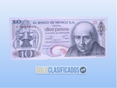 Billete de 10 pesos mexicanos emitido por el Banco de México 1975... 