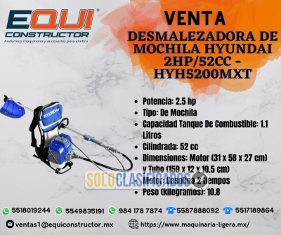 Venta Desmalezadora de Mochila Hyundai en CDMX... 