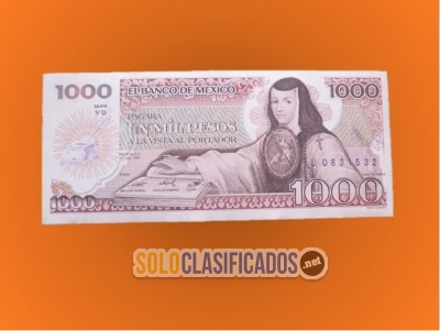 Sor Juana de Asbaje en este billete café de 1000 pesos. Nuevo, si... 