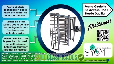 PUERTA GIRATORIA DE ACCESO CON HUELLA DACTILAR... 