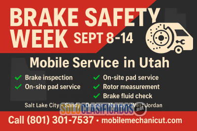 Brake Safety Week (Sept 8–14) — Mobile Service in Utah...