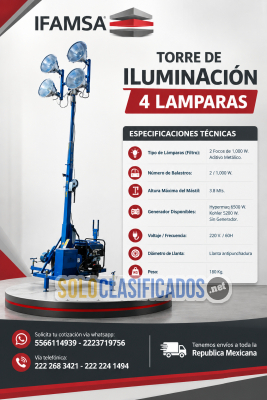 TORRE DE ILUMINACIÓN 4 LAMPARAS HYPERMAQ...