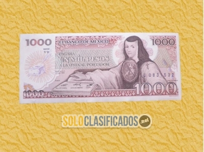 Billete perteneciente a los viejos pesos con imagen de Sor Juana.... 