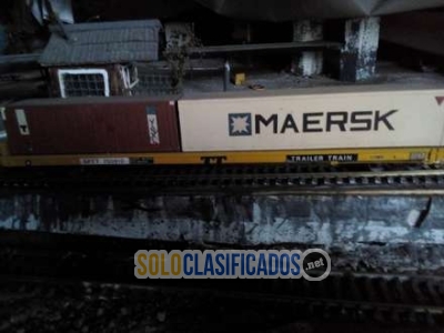 Ferromodelismo: Vagón Plancha De Transporte, Con 2 Containers, Es... 