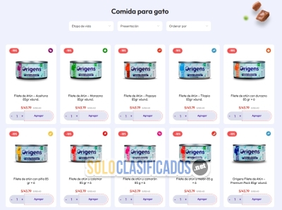 Origens alimento de gato  Húmeda bebés adultos y más... 