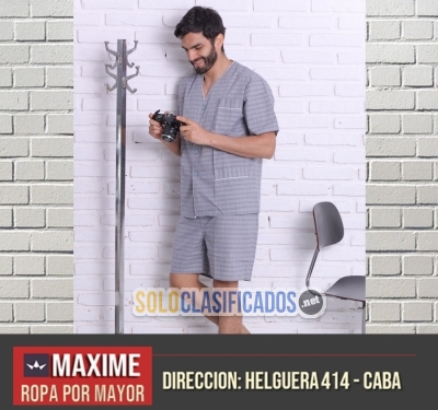 Maxime Art 17  Pijamas Hombre Tela Camisera con Botones... 