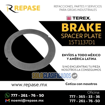 Brake Spacer Plate Terex 15T1137D1 Refacciones para grúas industr... 