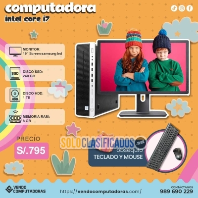 Solo Clasificados - TU NUEVA PC INTEL I7 COMPLETA Y LISTA PARA USAR ¡CONTACTA YA! - imagen: 1