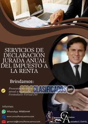 REALIZAMOS SERVICIOS DE DECLARACIÓN ANUAL DEL IMPUESTO A LA RENTA... 