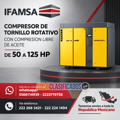 COMPRESOR DE TORNILLO ROTATIVO CON COMPRESÍON LIBRE DE ACEITE...