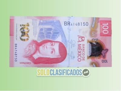 Billete de Sor Juana de 100 pesos Serie BR. Nuevo, sin circular... 