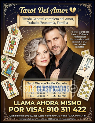 Solo Clasificados - Tarot Visa  8€ / 30 min – Respuestas Reales al 910311422    Videncia Económica TIRADAS CONCRETAS DEL AMOR TRABAJO ECONÓMIA  Tarot Visa T - imagen: 1