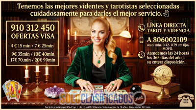 Solo Clasificados - ¿Qué dicen los arcanos sobre tu camino? Tarot 15 Min 4€ ➔ Llama al 910 312 450 (Visa cerra - imagen: 1