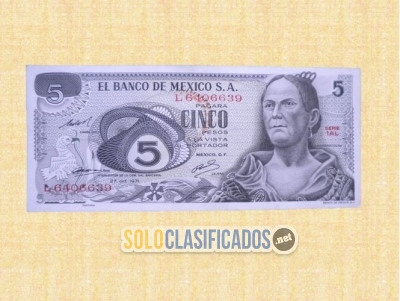 La Corregidora está en este billete de 5 pesos mexicanos. Nuevo... 
