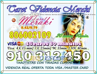 TAROT VISA ECONOMICO  35 minutos  9 € FIABLE  EN ESPAÑA LAS 24 HO... 