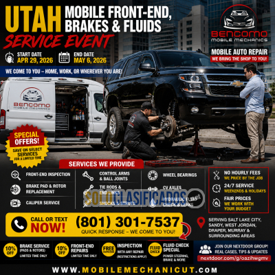 Mobile FrontEnd Brakes & Fluids Service Across Utah...