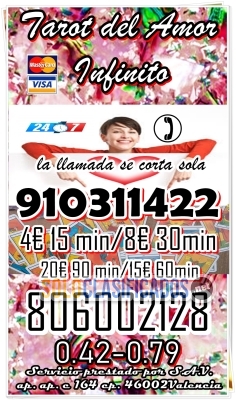 vidente sin rodeos 6€ 20 min/ 10€ 40min 910311422 tarot visa  806... 