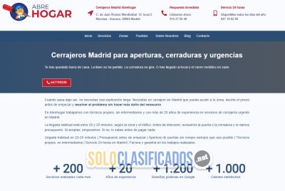 Solo Clasificados - Abrehogar Cerrajeros: Urgencias en Madrid - imagen: 1