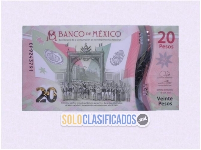 Billete de 20 pesos del Bicentenario de Colección, nuevo.... 