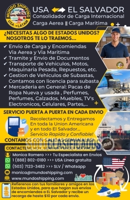 Servicios de transporte de paqueteriaa  a El Salvador... 