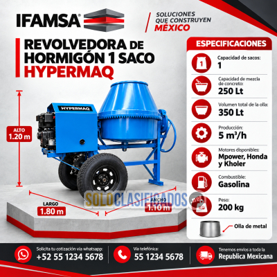 REVOLVEDORA DE HORMIGÓN 1 SACO HYPERMAQ...
