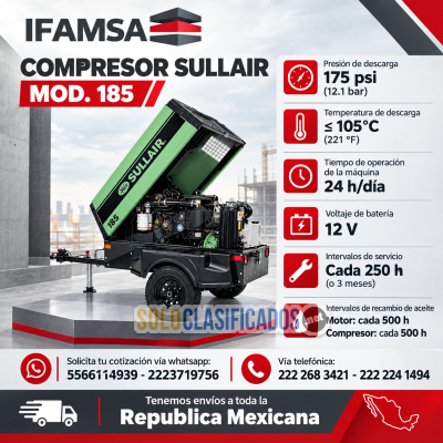 COMPRESOR SULLIAR MODELO 185 CFM...