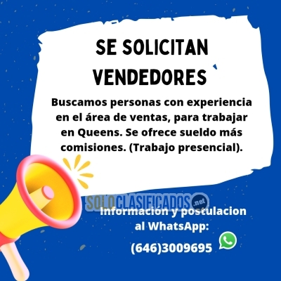 Se necesitan vendedores para que Queens (experiencia previa)... 