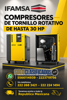 COMPRESORES DE TORNILLO ROTATIVO DE HASTA 30 HP...