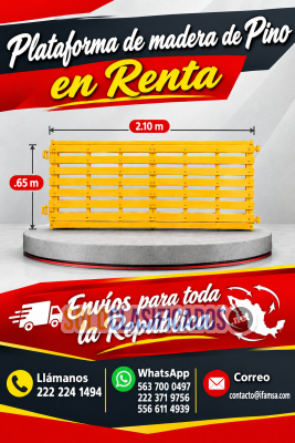 Plataforma de madera de pino en renta...