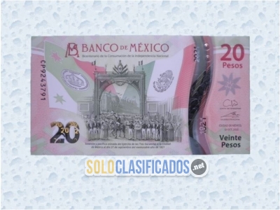Billete del Bicentenaro de la Independencia de 20 pesos. Nuevo... 