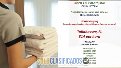 Vacantes para housekeeping en el area de Tallahassee... 