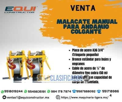 Venta malacate manual para andamio Equiconstructor... 