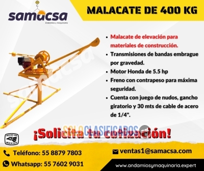 Solo Clasificados - MALACATE INTEGRAL SAMACSA 500 KG CON CABLE DE 30 M - imagen: 1