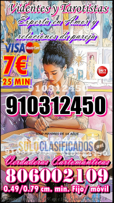 Solo Clasificados - VIDENTE PARA EL AMOR las 24 horas las mejores tarotistas Servicio de Tarot con Tarjeta  OFERTAS ESPECIALES 4 EUROS 15 MINUTOS   tarifa cer - imagen: 1