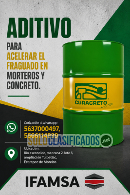 Aditivo para acelerar el fraguado en morteros y concreto....