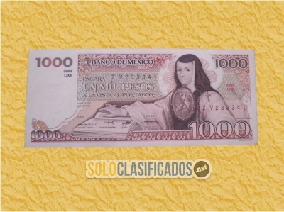 Billete de México de 1000 pesos con Sor Juana de los primeros con... 