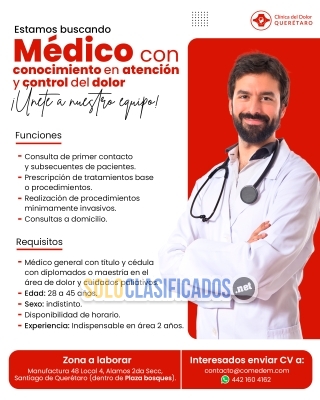 Se busca médico  del dolor WHATSAPP  5617777230... 