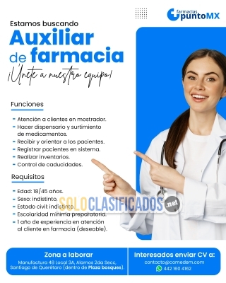 auxiliar de farmacia  WHATSAPP 5617777230... 