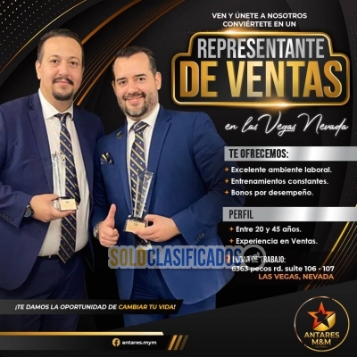 Se Solicita Representantes De Ventas en las Vegas, Nevada... 