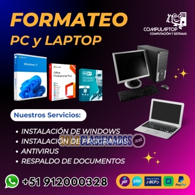 Formateo de PC Computadoras y Laptops... 