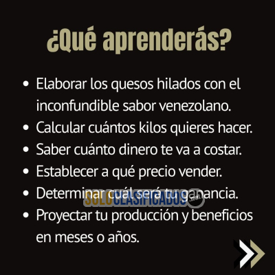 Solo Clasificados - CURSO ONLINE DE QUESOS FRESCOS  HILADOS VENEZOLANOS ARTESANALES PARA EL COMERCIO - imagen: 4