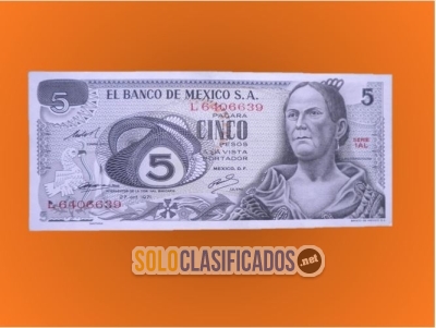 La Corregidora y la ciudad de Querétaro en este billete de 5 peso... 