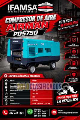 Solo Clasificados - MÁXIMA EFICIENCIA NEUMÁTICA: Compresor de Aire AIRMAN PDS750 - imagen: 1