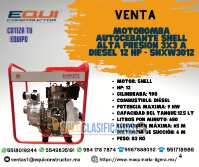 Venta Motobomba autocebante Shell 3x3 a Diesel... 