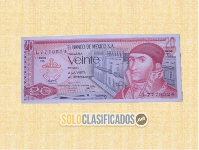 Billete de 20 pesos con Morelos e imagen de Teotihuacán. Nuevo... 